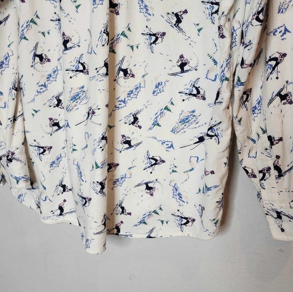 Lands' End Ski Girl Flannel Long sleeve button down shirt. Women's size XL - Picture 8 of 15